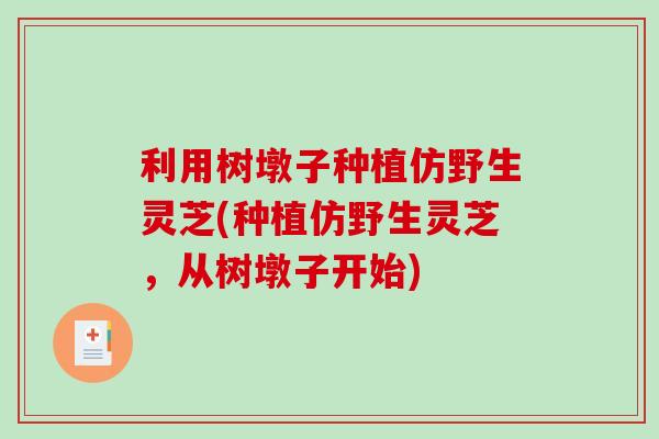 利用树墩子种植仿野生灵芝(种植仿野生灵芝，从树墩子开始)