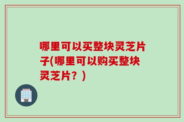 哪里可以买整块灵芝片子(哪里可以购买整块灵芝片？)