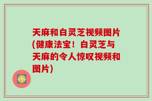 天麻和白灵芝视频图片(健康法宝！白灵芝与天麻的令人惊叹视频和图片)