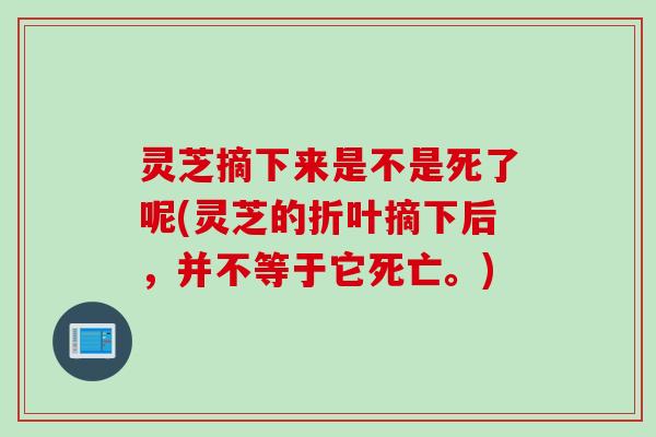 灵芝摘下来是不是死了呢(灵芝的折叶摘下后，并不等于它死亡。)