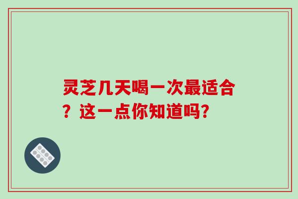灵芝几天喝一次适合？这一点你知道吗？