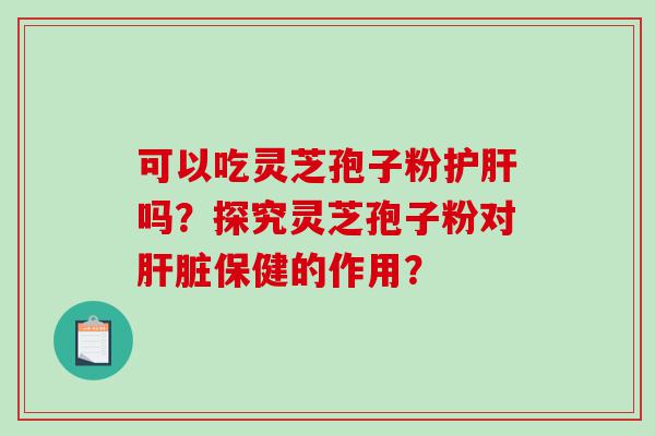 可以吃灵芝孢子粉护肝吗？探究灵芝孢子粉对肝脏保健的作用？