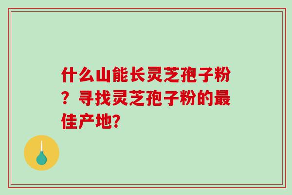 什么山能长灵芝孢子粉？寻找灵芝孢子粉的最佳产地？