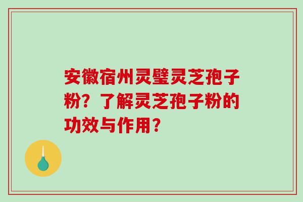 安徽宿州灵璧灵芝孢子粉？了解灵芝孢子粉的功效与作用？