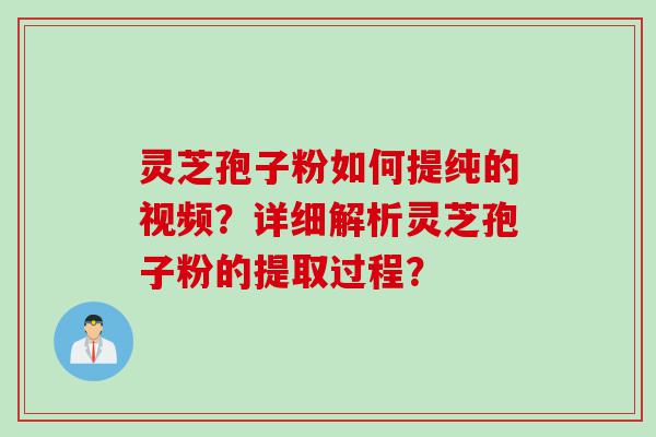 灵芝孢子粉如何提纯的视频？详细解析灵芝孢子粉的提取过程？