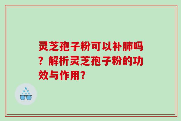 灵芝孢子粉可以补肺吗？解析灵芝孢子粉的功效与作用？