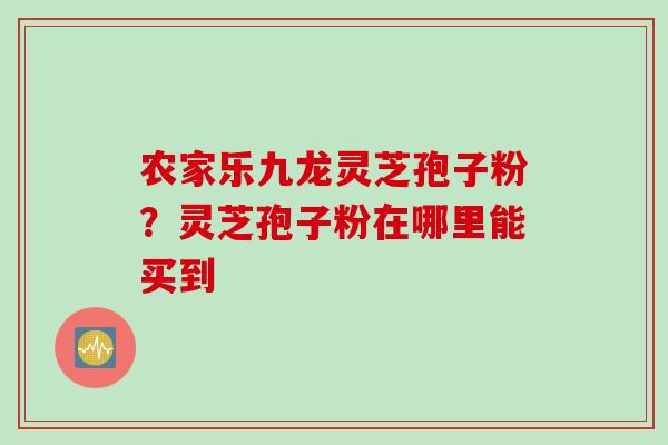 农家乐九龙灵芝孢子粉？灵芝孢子粉在哪里能买到