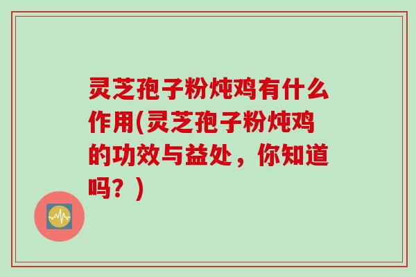 灵芝孢子粉炖鸡有什么作用(灵芝孢子粉炖鸡的功效与益处，你知道吗？)
