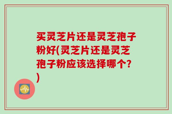 买灵芝片还是灵芝孢子粉好(灵芝片还是灵芝孢子粉应该选择哪个？)