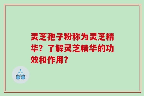 灵芝孢子粉称为灵芝精华？了解灵芝精华的功效和作用？