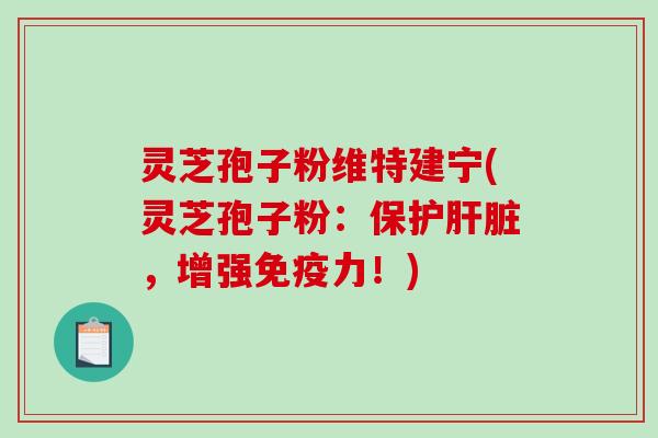 灵芝孢子粉维特建宁(灵芝孢子粉：保护肝脏，增强免疫力！)