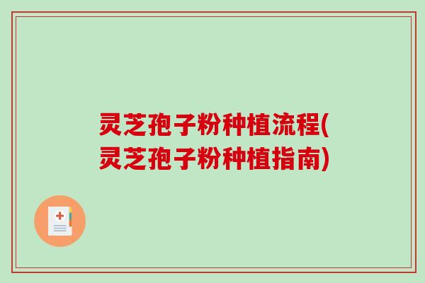 灵芝孢子粉种植流程(灵芝孢子粉种植指南)