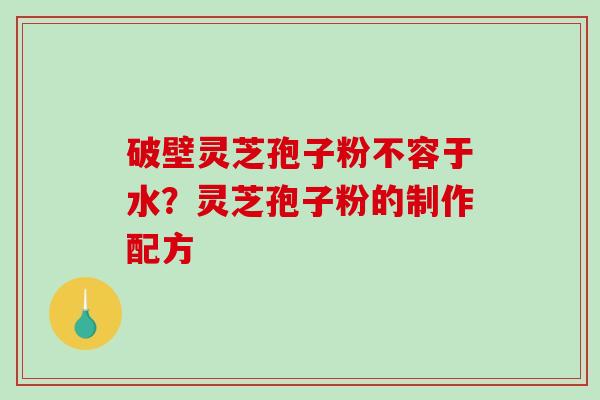 破壁灵芝孢子粉不容于水？灵芝孢子粉的制作配方