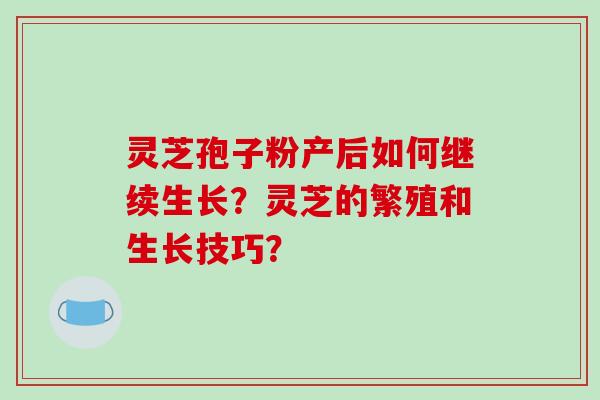 灵芝孢子粉产后如何继续生长？灵芝的繁殖和生长技巧？