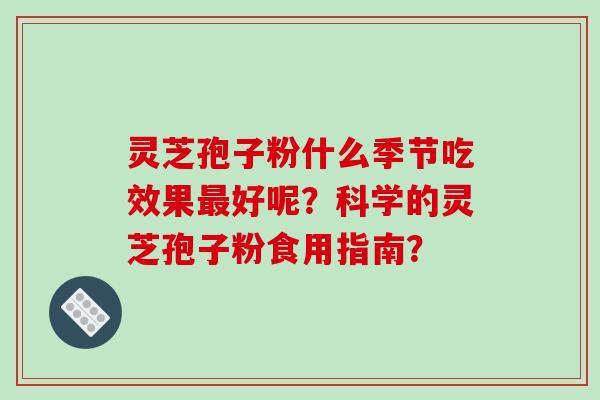 灵芝孢子粉什么季节吃效果最好呢？科学的灵芝孢子粉食用指南？