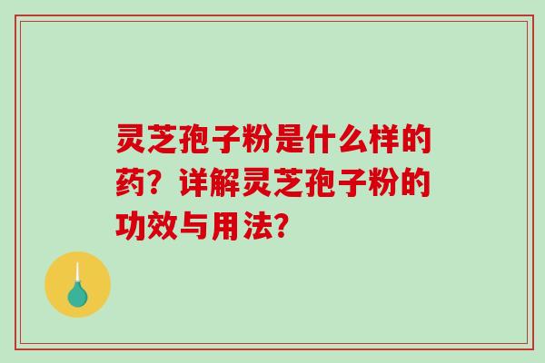 灵芝孢子粉是什么样的药？详解灵芝孢子粉的功效与用法？