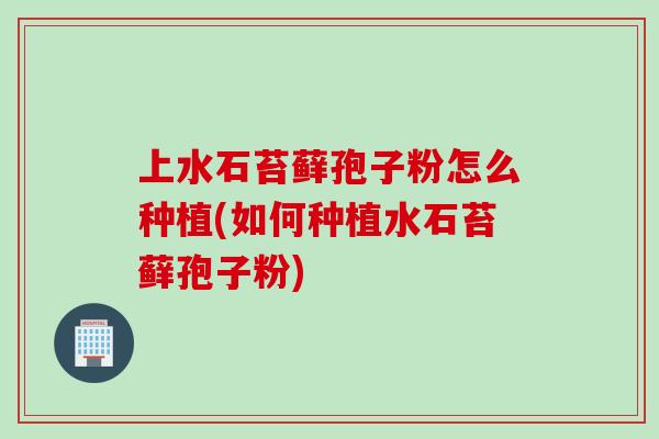 上水石苔藓孢子粉怎么种植(如何种植水石苔藓孢子粉)