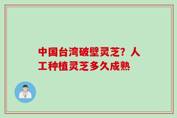 中国台湾破壁灵芝？人工种植灵芝多久成熟