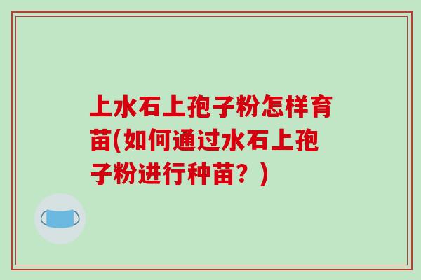 上水石上孢子粉怎样育苗(如何通过水石上孢子粉进行种苗？)