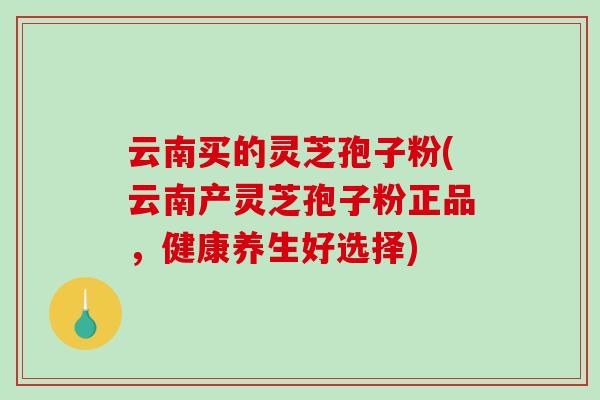 云南买的灵芝孢子粉(云南产灵芝孢子粉正品，健康养生好选择)