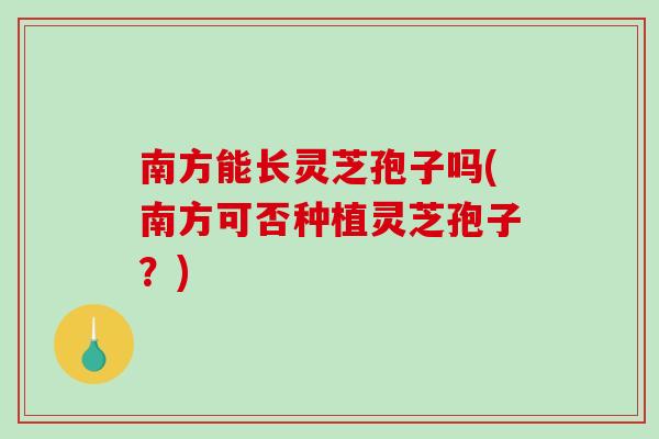 南方能长灵芝孢子吗(南方可否种植灵芝孢子？)