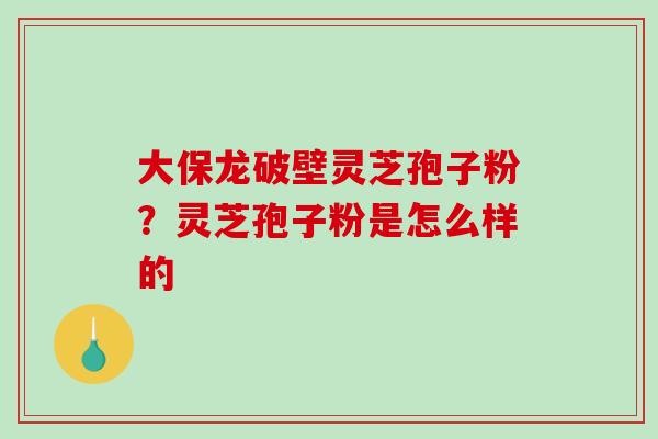 大保龙破壁灵芝孢子粉？灵芝孢子粉是怎么样的