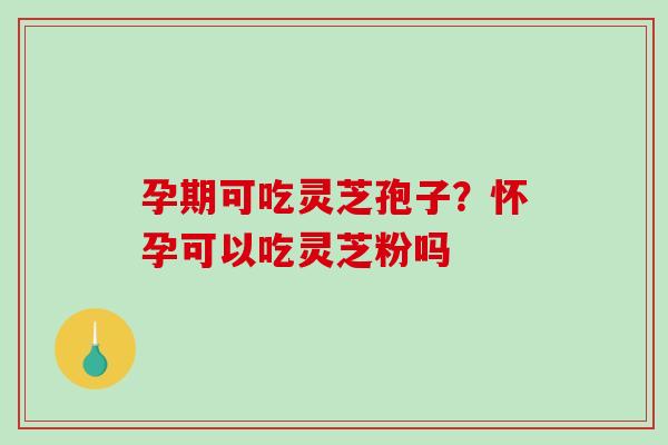 孕期可吃灵芝孢子？怀孕可以吃灵芝粉吗