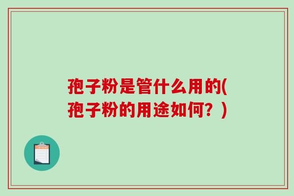 孢子粉是管什么用的(孢子粉的用途如何？)