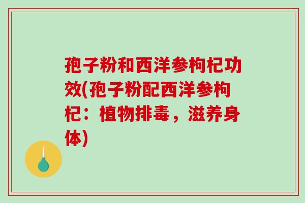 孢子粉和西洋参枸杞功效(孢子粉配西洋参枸杞：植物排毒，滋养身体)