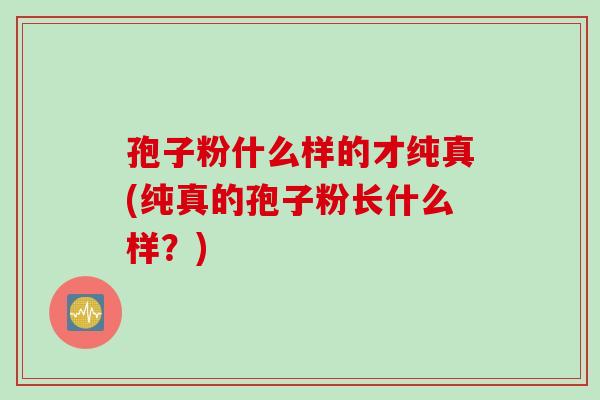 孢子粉什么样的才纯真(纯真的孢子粉长什么样？)