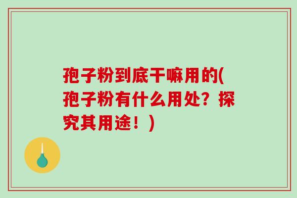 孢子粉到底干嘛用的(孢子粉有什么用处？探究其用途！)