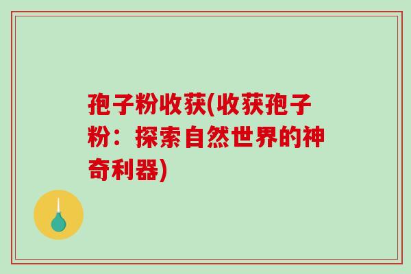 孢子粉收获(收获孢子粉:探索自然世界的神奇利器) 孢子粉收获(收获孢子粉:探索自然世界的神奇利器)