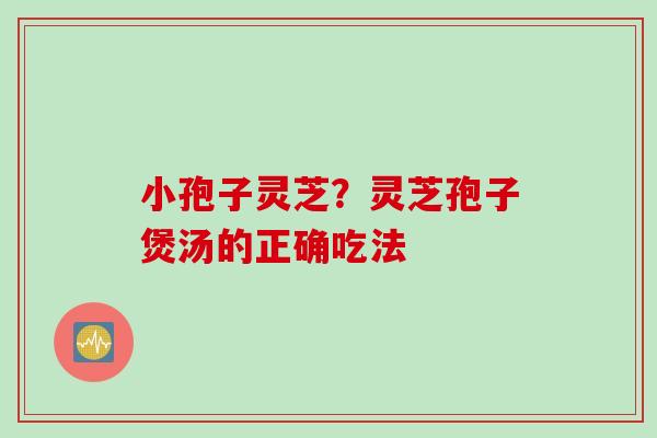 小孢子灵芝？灵芝孢子煲汤的正确吃法