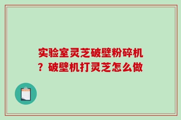 实验室灵芝破壁粉碎机？破壁机打灵芝怎么做