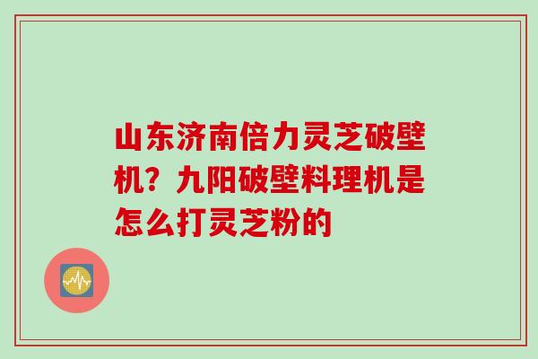 山东济南倍力灵芝破壁机？九阳破壁料理机是怎么打灵芝粉的