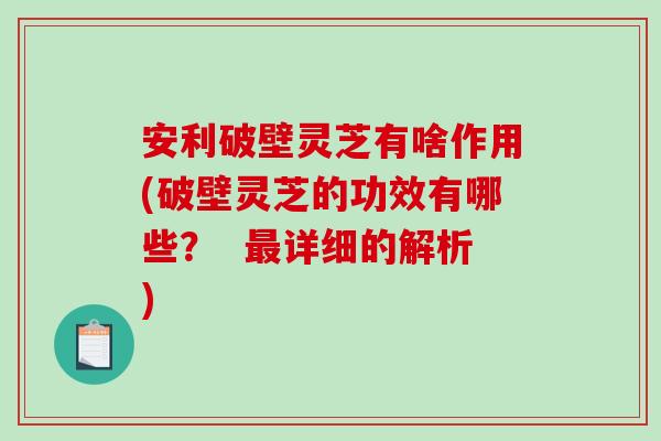 安利破壁灵芝有啥作用(破壁灵芝的功效有哪些？  最详细的解析)