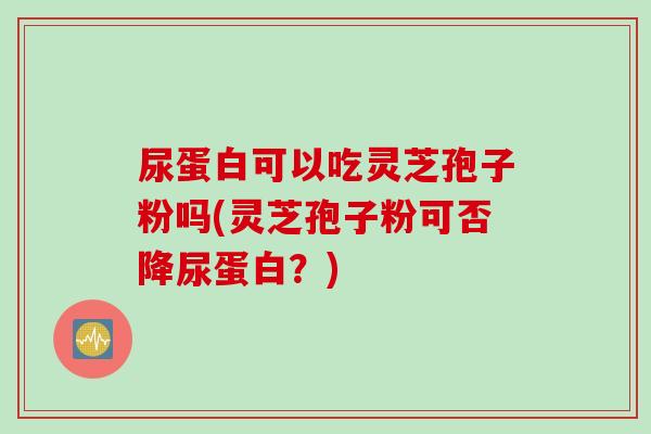尿蛋白可以吃灵芝孢子粉吗(灵芝孢子粉可否降尿蛋白？)