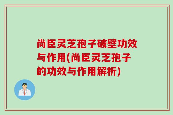 尚臣灵芝孢子破壁功效与作用(尚臣灵芝孢子的功效与作用解析)