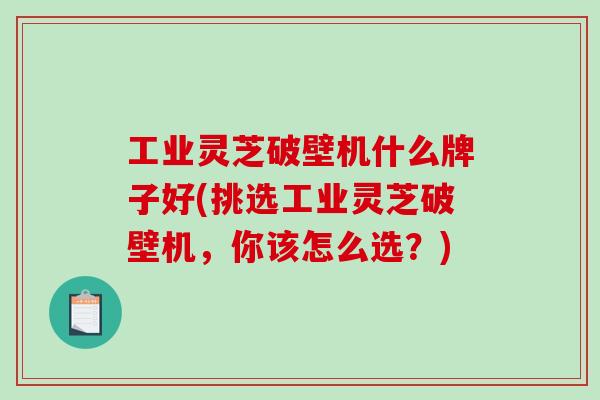 工业灵芝破壁机什么牌子好(挑选工业灵芝破壁机，你该怎么选？)