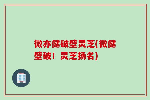 微亦健破壁灵芝(微健壁破！灵芝扬名)