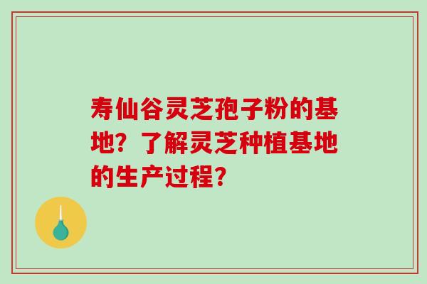 寿仙谷灵芝孢子粉的基地？了解灵芝种植基地的生产过程？