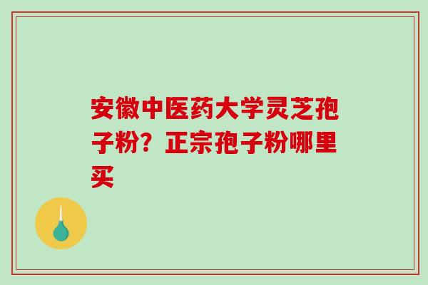 安徽中医药大学灵芝孢子粉？正宗孢子粉哪里买