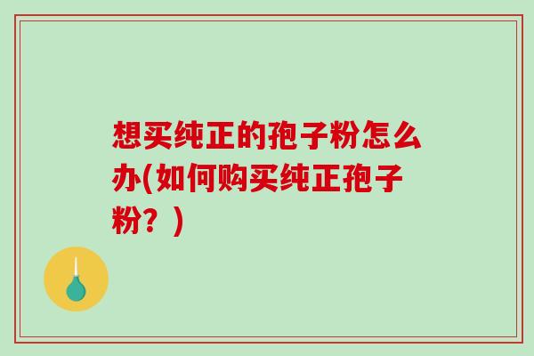想买纯正的孢子粉怎么办(如何购买纯正孢子粉?) 想买纯正的孢子粉怎么办(如何购买纯正孢子粉?)