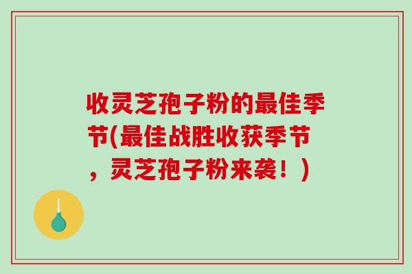 收灵芝孢子粉的最佳季节(最佳战胜收获季节，灵芝孢子粉来袭！)