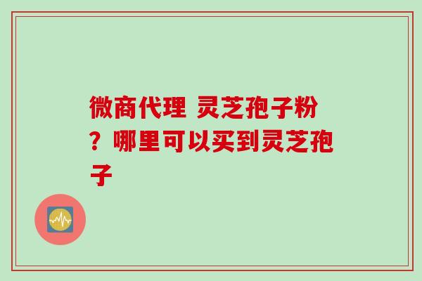 微商代理 灵芝孢子粉？哪里可以买到灵芝孢子