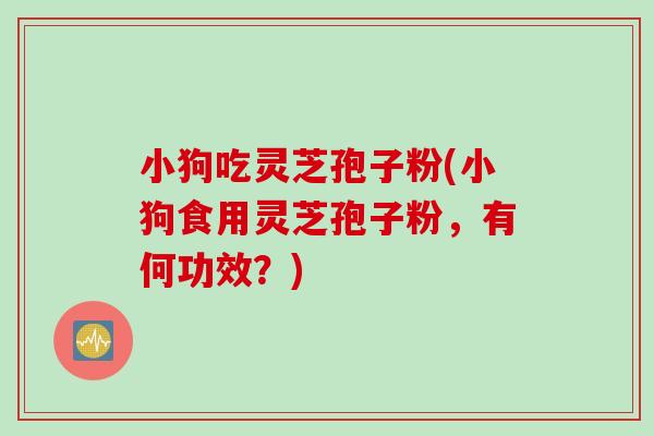 小狗吃灵芝孢子粉(小狗食用灵芝孢子粉，有何功效？)