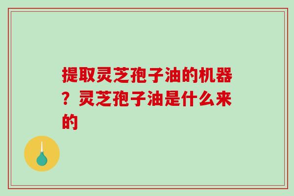 提取灵芝孢子油的机器？灵芝孢子油是什么来的
