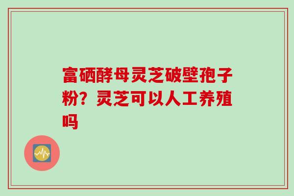 富硒酵母灵芝破壁孢子粉？灵芝可以人工养殖吗