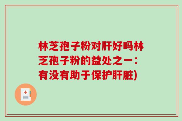 林芝孢子粉对肝好吗林芝孢子粉的益处之一：有没有助于保护肝脏)