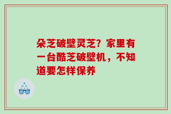 朵芝破壁灵芝？家里有一台酷芝破壁机，不知道要怎样保养